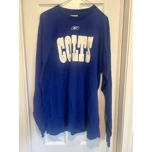 Reebok Indianapolis Colts Long Sleeve Shirt Mens Large Blue Graphic Tee NFL